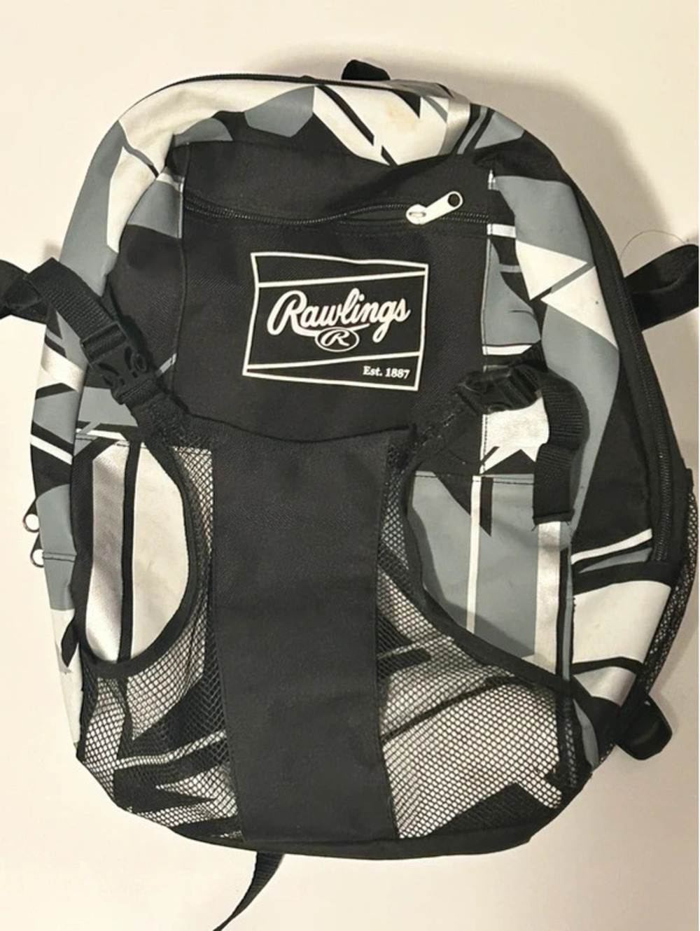 Rawlings Baseball Backpack 15X12x6 Black White Silver Multi Functional Bag